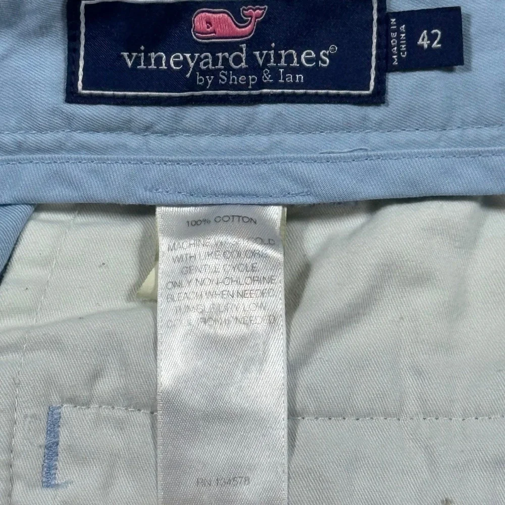 Vineyard‎ Vines Mens Breaker Shorts Light Blue Cotton Chino Size 42